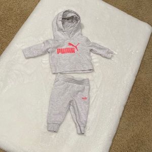 EUC 0-3 months Puma hooded sweatshirt and sweatpants outfit